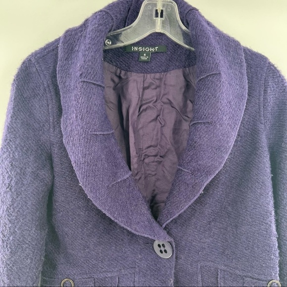 Insight purple wide lapel collar blazer jacket size 4 - Picture 2 of 9